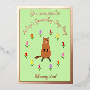Cute Groundhog and Tulip Flowers Custom
