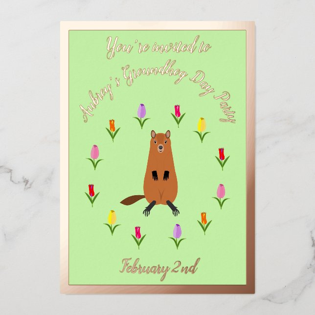 Cute Groundhog and Tulip Flowers Custom (Front)