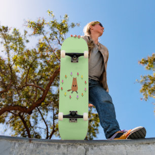 Cute Groundhog and Tulip Flowers Skateboard