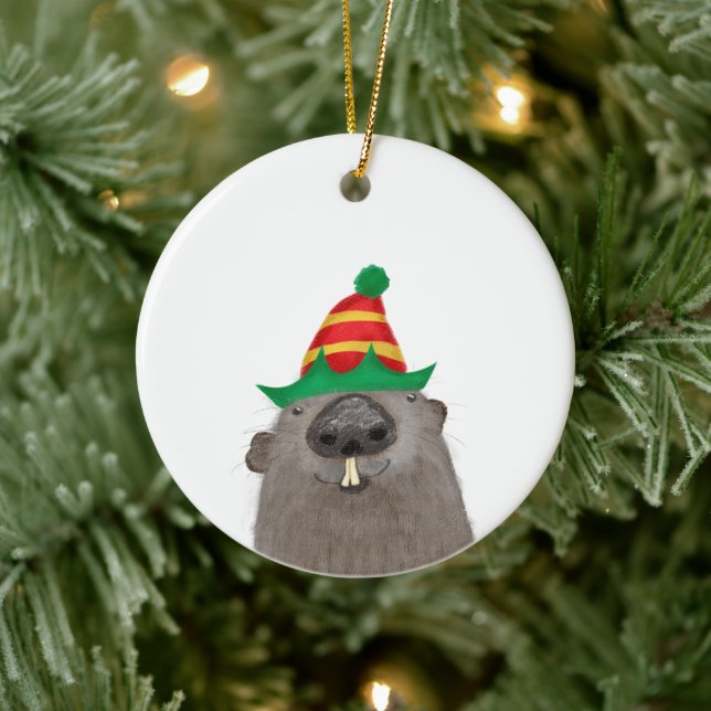 Cute groundhog ceramic Christmas tree decoration (Tree)
