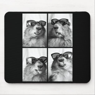 Cute Groundhogs Sungles Cool Forest Animal Photo B Mouse Pad