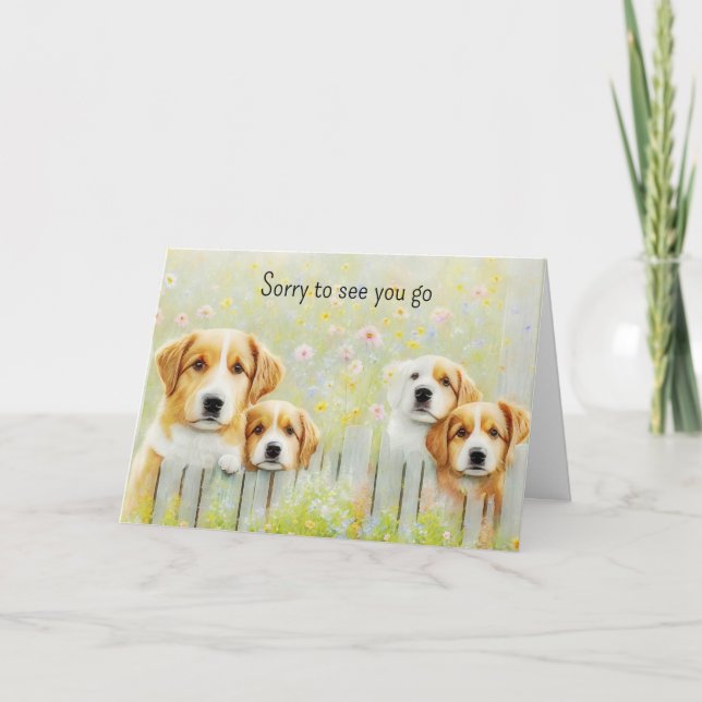 Cute Group Dogs Retirement New Job Card (Front)