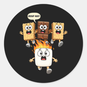 Cute Group Hug Marshmallow Campfire Smores Funny Classic Round Sticker