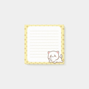 Cute Grumpy Cat Yellow Polka Dot Lined Sticky Note