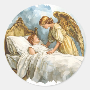 Cute Guardian Angel Christian Religious Catholic Classic Round Sticker