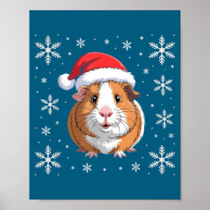 Cute Guinea G Wearing Santa Hat Christmas  Poster