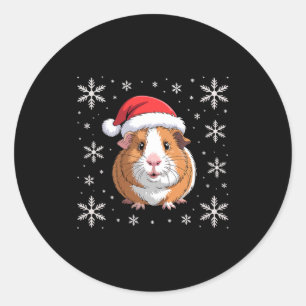 Cute Guinea G Wearing Santa Hat Christmas Premium  Classic Round Sticker