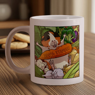 Cute Guinea Pig 100% Veggie Carrot Cartoon Large Coffee Mug