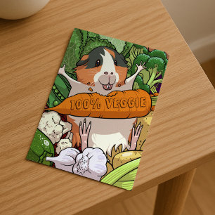 Cute Guinea Pig 100% Veggie Carrot Cartoon Postcard