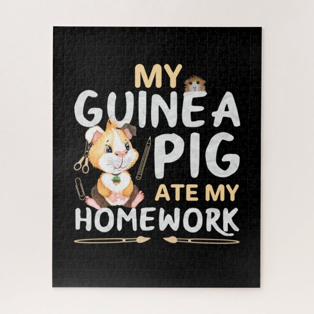 Cute Guinea Pig Ate My Homework Jigsaw Puzzle (Vertical)