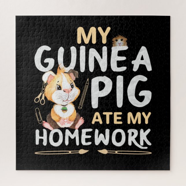 Cute Guinea Pig Ate My Homework Jigsaw Puzzle (Vertical)
