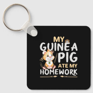 Cute Guinea Pig Ate My Homework Key Ring