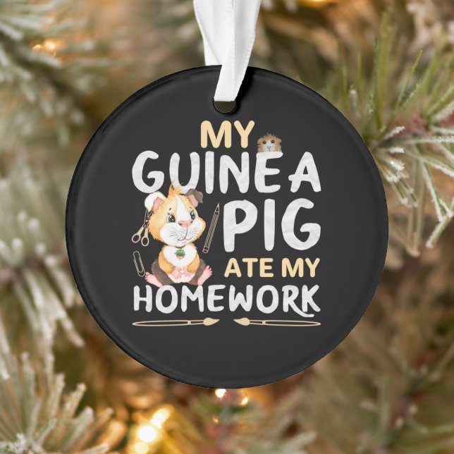 Cute Guinea Pig Ate My Homework Ornament (Tree)