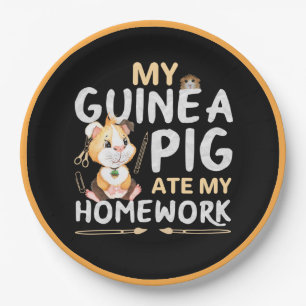 Cute Guinea Pig Ate My Homework Paper Plate