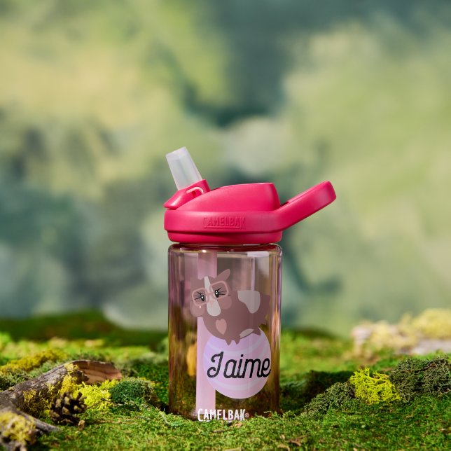 Cute Guinea Pig Cartoon Kids Name Water Bottle (Outdoor)