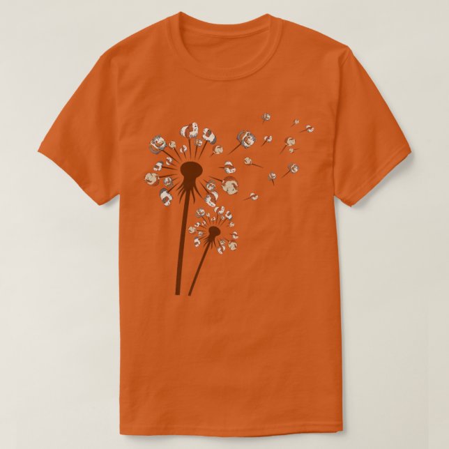 Cute Guinea Pig Dandelion Flower Funny Animal Love T-Shirt (Design Front)
