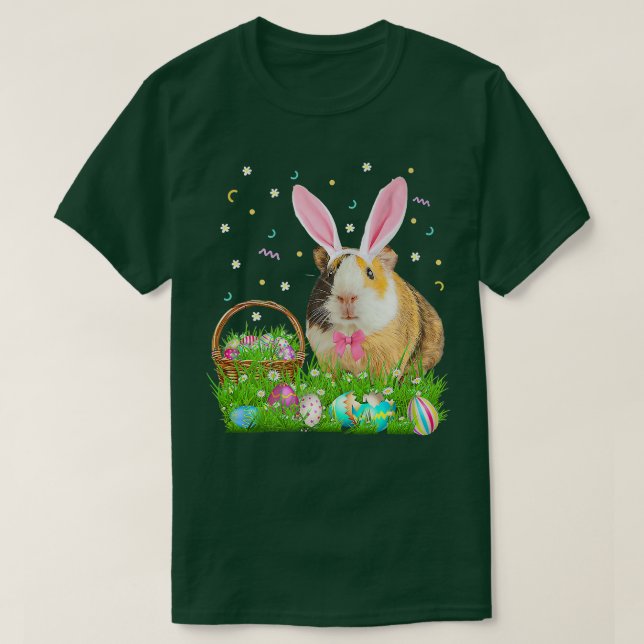 Cute Guinea Pig Easter Day Bunny Egg Tee Mens Wome (Design Front)