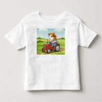 Cute Guinea Pig Farmer on Tractor in Field T-Shirt