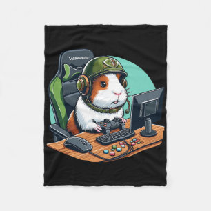 Cute Guinea Pig Gamer Playing Video Game Wildlife Fleece Blanket