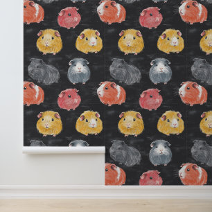 Cute Guinea Pig Hamster Pattern Chalk Drawing Wallpaper