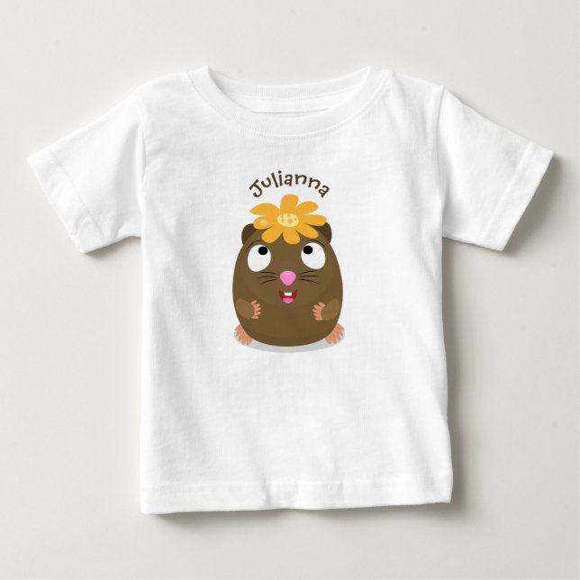 Cute guinea pig happy cartoon illustration baby T-Shirt (Front)
