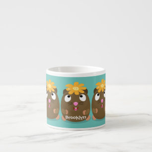 Cute guinea pig happy cartoon illustration espresso cup