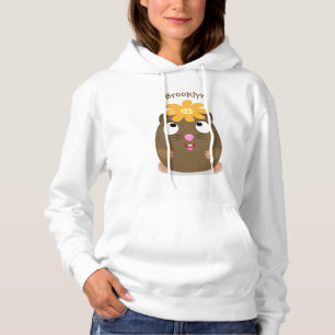 Cute guinea pig happy cartoon illustration hoodie