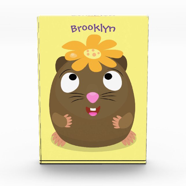 Cute guinea pig happy cartoon illustration photo block (Front)
