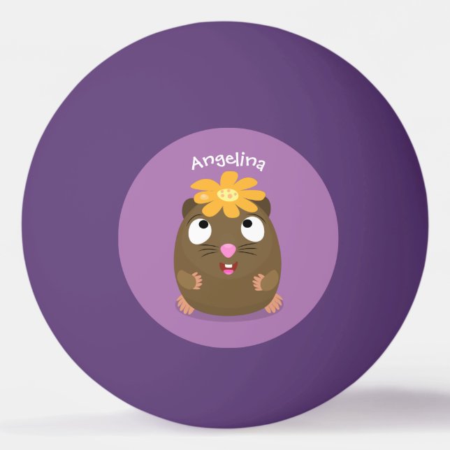 Cute guinea pig happy cartoon illustration ping pong ball (Front)
