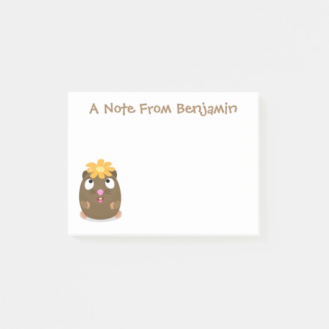 Cute guinea pig happy cartoon illustration post-it notes (Front)