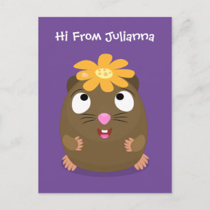 Cute guinea pig happy cartoon illustration postcard