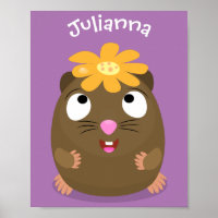 Cute guinea pig happy cartoon illustration