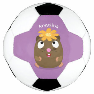 Cute guinea pig happy cartoon illustration soccer ball