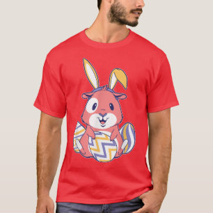 Cute Guinea pig in Easter Bunny Costume with Easte T-Shirt