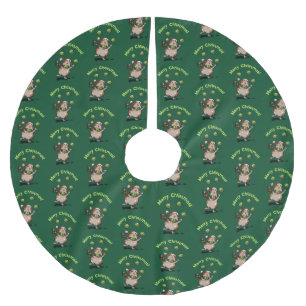 Cute Guinea Pig Merry Christmas! Juggler Pattern Brushed Polyester Tree Skirt