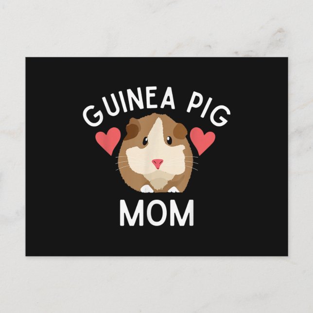 Cute Guinea Pig Mum Lover Gift Red Hearts Funny Postcard (Front)