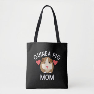 Cute Guinea Pig Mum Lover Gift Red Hearts Funny Tote Bag
