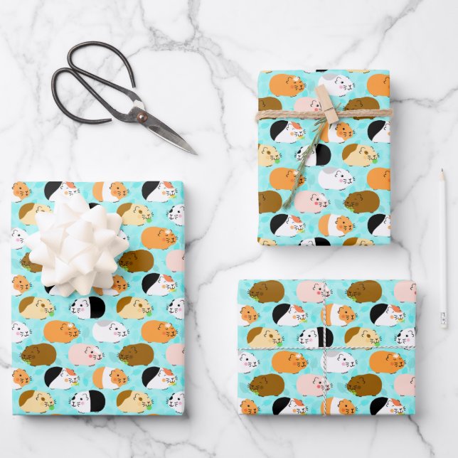 Cute Guinea Pig Pattern Wrapping Paper Sheet (Front)