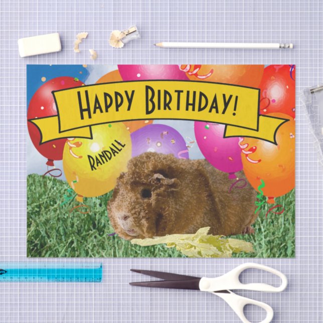 Cute Guinea Pig Photo Children Birthday Balloons Tissue Paper (Craft)