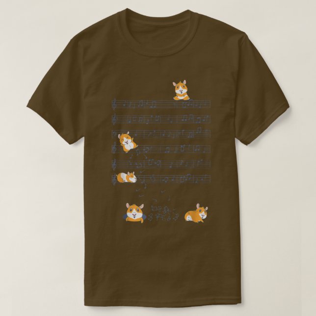 Cute Guinea Pig Playing Music Note Clef Musician A T-Shirt (Design Front)