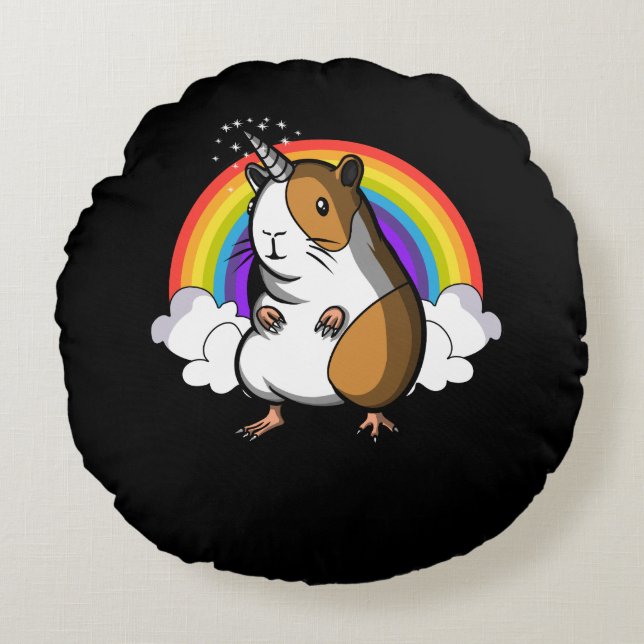 Cute Guinea Pig Unicorn Cavy Pet Round Cushion (Front)