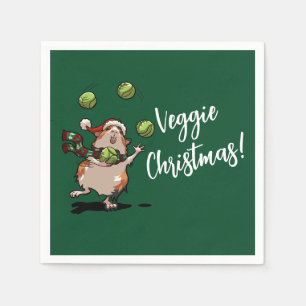 Cute Guinea Pig Veggie Christmas! Sprout Juggler Napkin