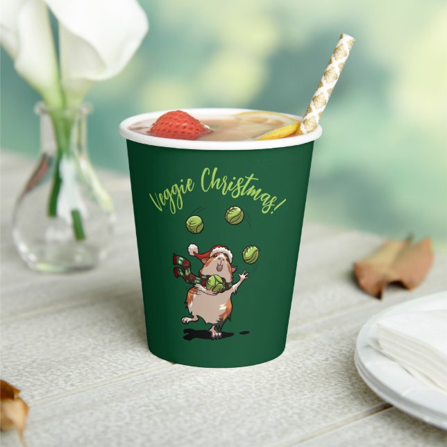 Cute Guinea Pig Veggie Christmas! Sprout Juggler Paper Cups (Insitu)