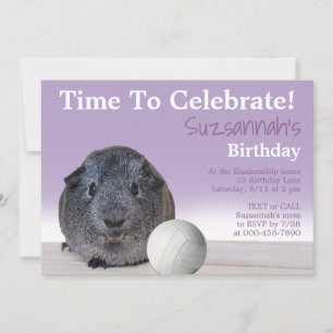 Cute Guinea Pig Volleyball Custom Birthday Party   Invitation