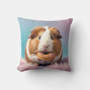 Cute Guinea Pig With Donut Pastel Gradient  Cushion