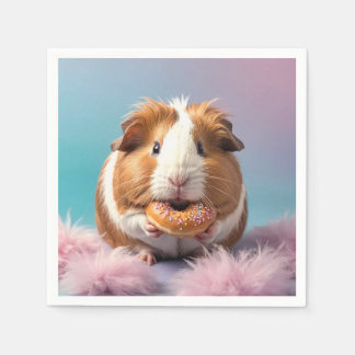 Cute Guinea Pig With Doughnut Pastel Gradient  Napkin