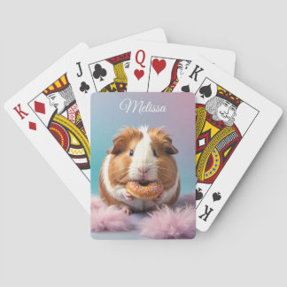 Cute Guinea Pig With Doughnut Pastel Gradient Playing Cards