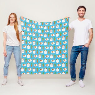 Cute Guinea Pigs and Carrots Pattern Blue Fleece Blanket