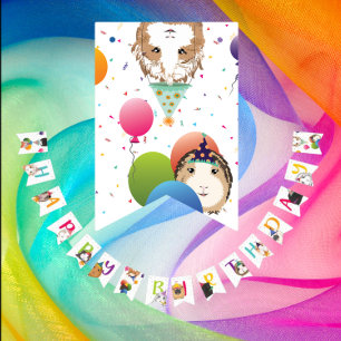 Cute Guinea Pigs & Balloons Birthday  Bunting