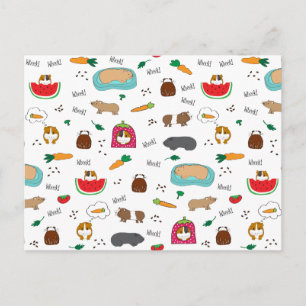 Cute Guinea Pigs Cavy Pellets Carrots Postcard